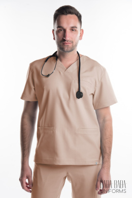 Bluza Medyczna Męska Basic - Beżowa